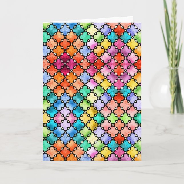 Tarjeta Patrón de mosaico del arco iris (Anverso)