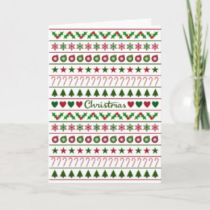 Tarjeta Patrón de Motivos de Navidad Amor Verde Blanco Roj