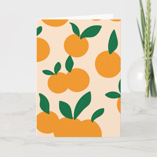 Tarjeta Patrón de naranjas de frutas cítricas con estilo m (Anverso)