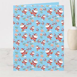 Tarjeta Patrón de Navidad de Flamenco Tropical de Santa