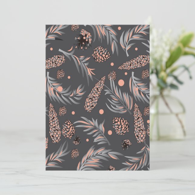 Tarjeta Patrón de Navidad, Pino Nieve (Anverso de pie)