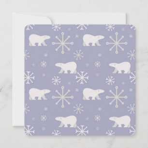 Tarjeta Patrón de navidades con osos polares y copos de ni