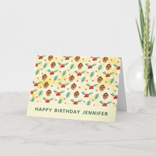 Tarjeta Patrón de Navidades de piñón y hueso