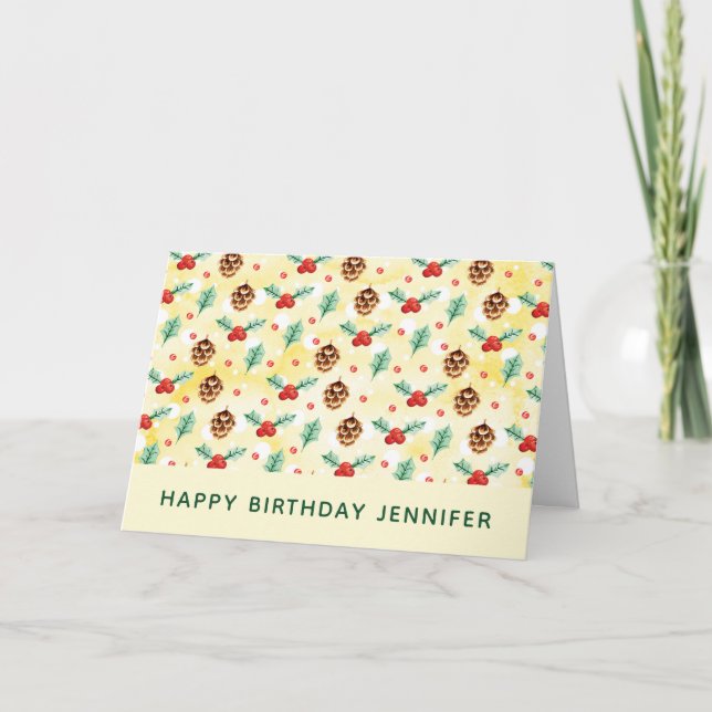Tarjeta Patrón de Navidades de piñón y hueso (Anverso)