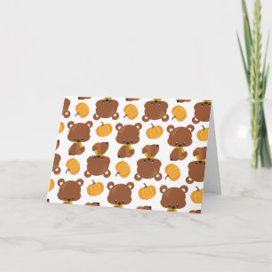 Tarjeta Patrón De Osos, Osos Cubiertos, Caída, Calabazas