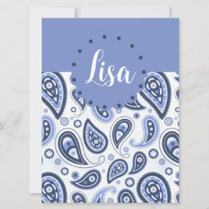Tarjeta Patrón de paisley azul