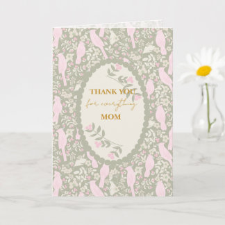 Tarjeta Patrón de pájaro chic de Granny rosa pastel y verd