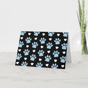 Tarjeta Patrón De Patas, Perros, Patas Azules, Corazones B