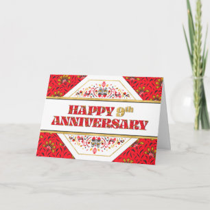 Tarjeta Patrón de patrón de noveno aniversario de empleado