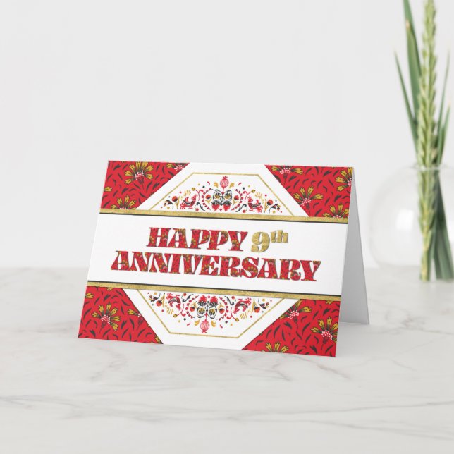 Tarjeta Patrón de patrón de noveno aniversario de empleado (Anverso)
