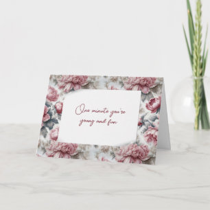 Tarjeta Patrón De Peonía Rosa Para Obtener El Viejo Cumple
