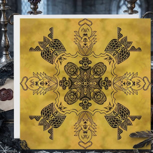 Tarjeta Patrón de repetición de dibujo lineal tribal gótic
