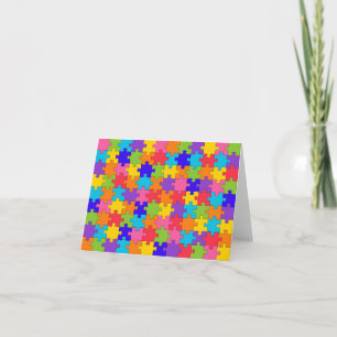 Tarjeta Patrón de rompecabezas - Piezas multicolor