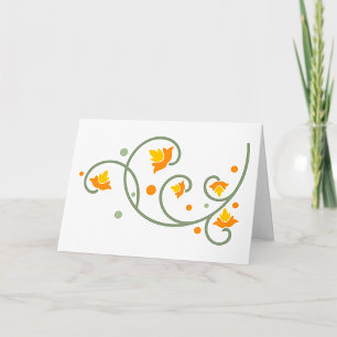 Tarjeta Patrón de rotación floral con flor Naranja y amari