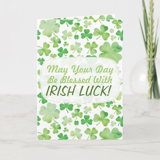 Tarjeta Patrón de Shamrock de color de agua verde (Anverso)