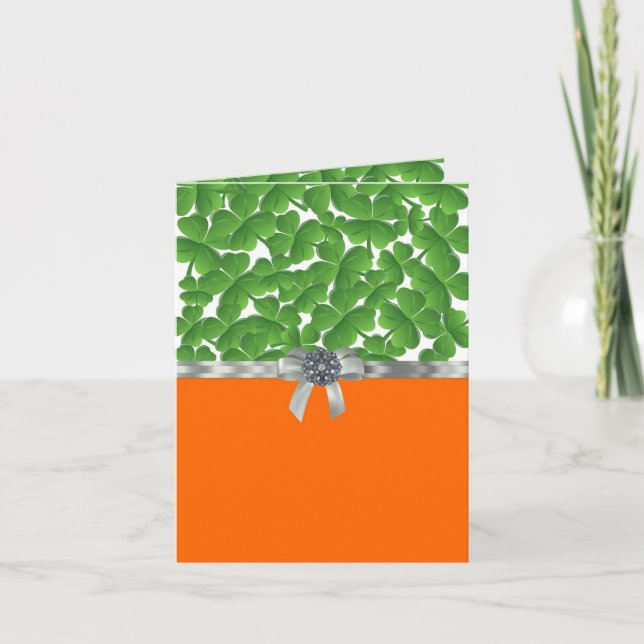 Tarjeta Patrón de shamrock verde y naranja (Anverso)