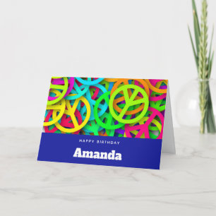 Tarjeta Patrón de signo de paz Vibra Groovy de los sesenta