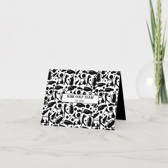 Tarjeta Patrón de silueta de golf clásico blanco y negro (Anverso)