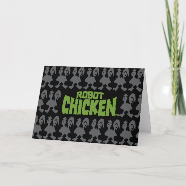 Tarjeta Patrón de silueta de pollo de Robot (Anverso)