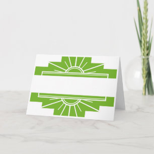 Tarjeta Patrón de Sunburst Art Deco en Blanco y Lime