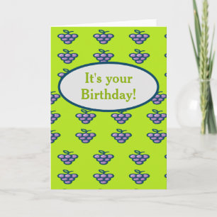 Tarjeta Patrón de uvas moradas en verde