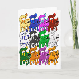 Tarjeta Patrón De Xmas Cuadros Gatito