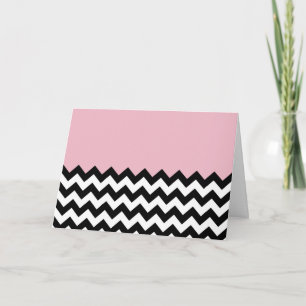 Tarjeta Patrón de zigzag negro y blanco, chevron, rosa