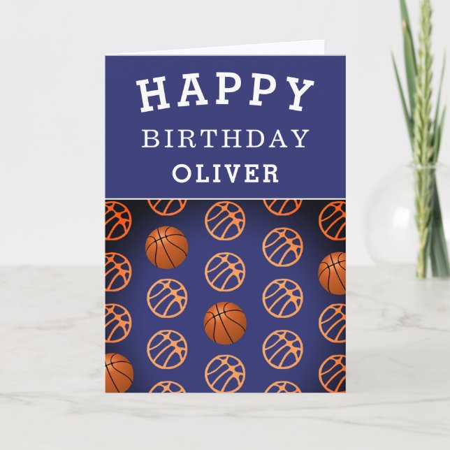 Tarjeta Patrón deportivo de baloncesto Feliz cumpleaños ni (Anverso)
