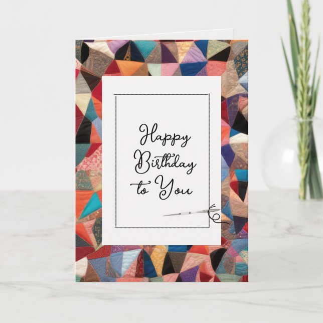 Tarjeta Patrón feliz de la costra de cumpleaños con aguja (Anverso)