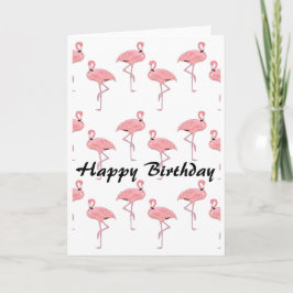 Tarjeta Patrón Flamingo Rosa Feliz Cumpleaños