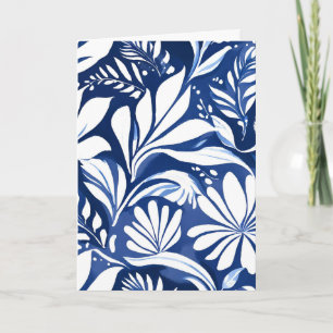 Tarjeta Patrón floral acuarela botánica azul
