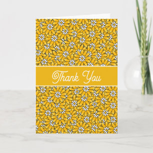 Tarjeta Patrón floral amarillo brillante gracias