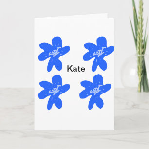 Tarjeta Patrón floral azul acuarela añadir texto de nombre