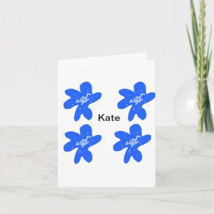 Tarjeta Patrón floral azul de acuarela con texto de nombre