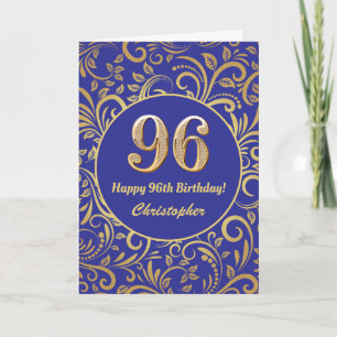 Tarjeta Patrón floral azul y dorado de la Marina de los 96