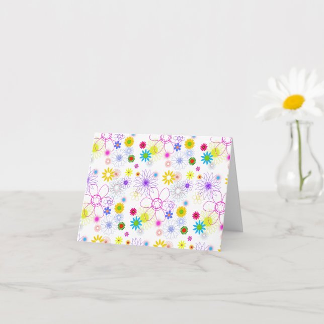 Tarjeta Patrón floral colorido (Planta pequeña)