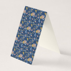Tarjeta Patrón floral de efecto de hilo de fondo azul