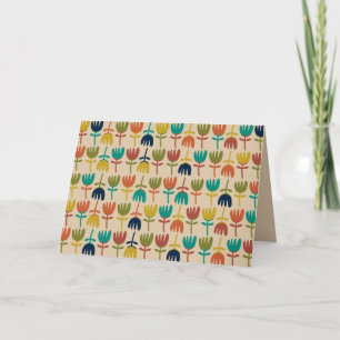 Tarjeta Patrón floral de Retro Scandi Tulips a medio siglo