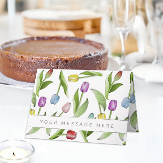 Tarjeta Patrón Floral de Tulipán Colorido Moderno Personal