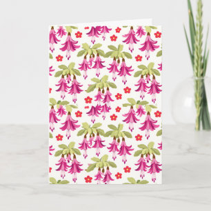 Tarjeta Patrón Floral Fuchsia Rosa – Botánica Retro