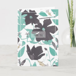 Tarjeta Patrón floral gris Verde azulado de Clematis