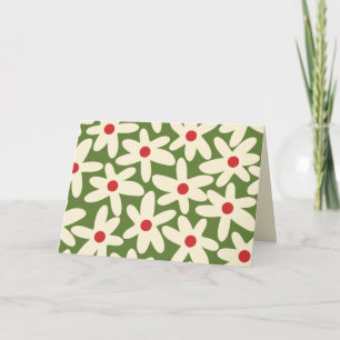 Tarjeta Patrón floral retro de Navidad con margaritas 