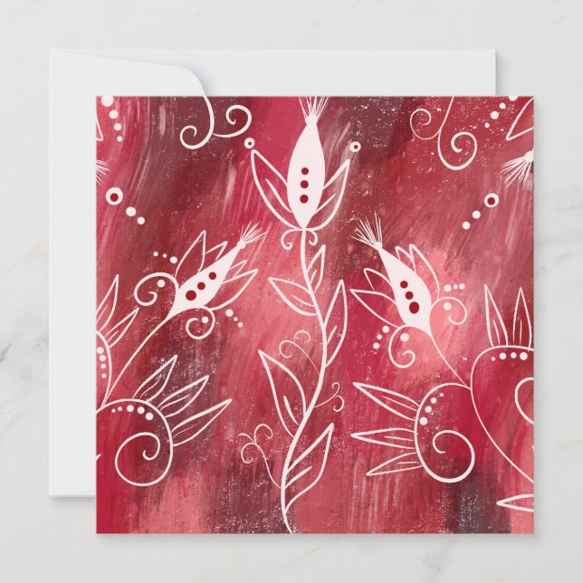 Tarjeta Patrón floral rojo y blanco (Anverso)