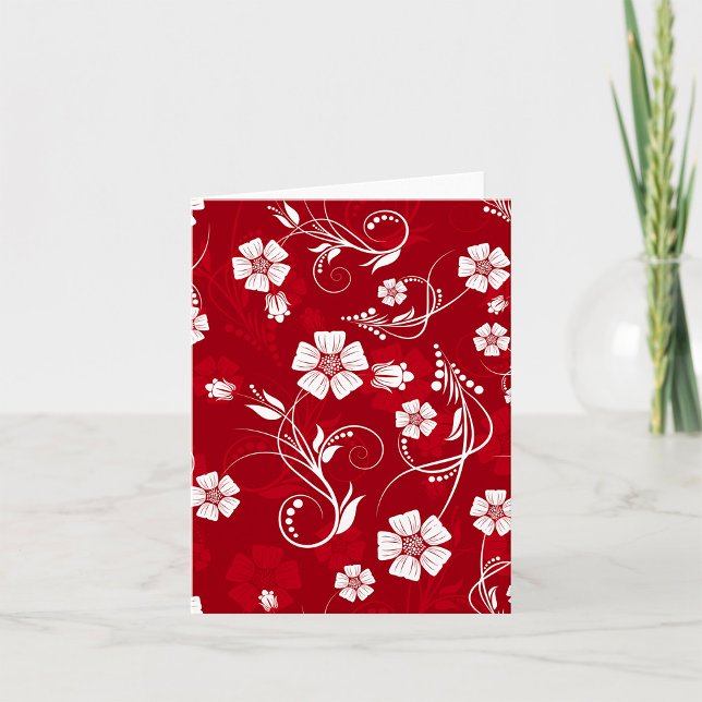Tarjeta Patrón floral rojo y blanco (Subido por el creador)