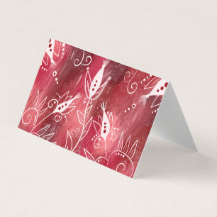 Tarjeta Patrón floral rojo y blanco