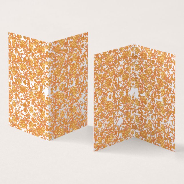 Tarjeta Patrón floral simétrico con motivos naranjas (Interior y exterior)