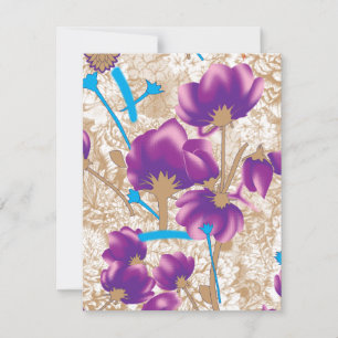 Tarjeta Patrón floral vibrante con color púrpura y azul de