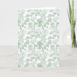 Tarjeta Patrón francés de rosas florales verdes en estilo 