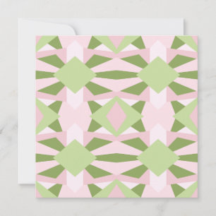 Tarjeta Patrón geométrico abstracto en verde y rosa pastel