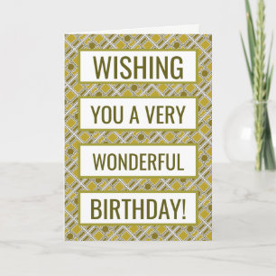 Tarjeta Patrón geométrico dorado, cumpleaños moderno